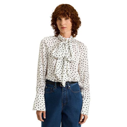 Veronika Maine Painterly Spot Satin Blouse
